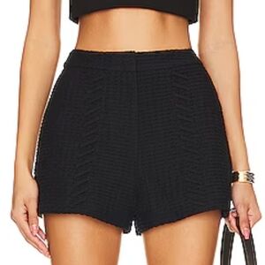 Revolve Alexis, New, Tash Black Waffle Textured Cotton Woven Shorts, Size Large